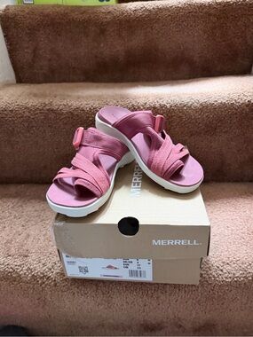 Merrell Rose Pink Adjustable Strappy Slide Sandals